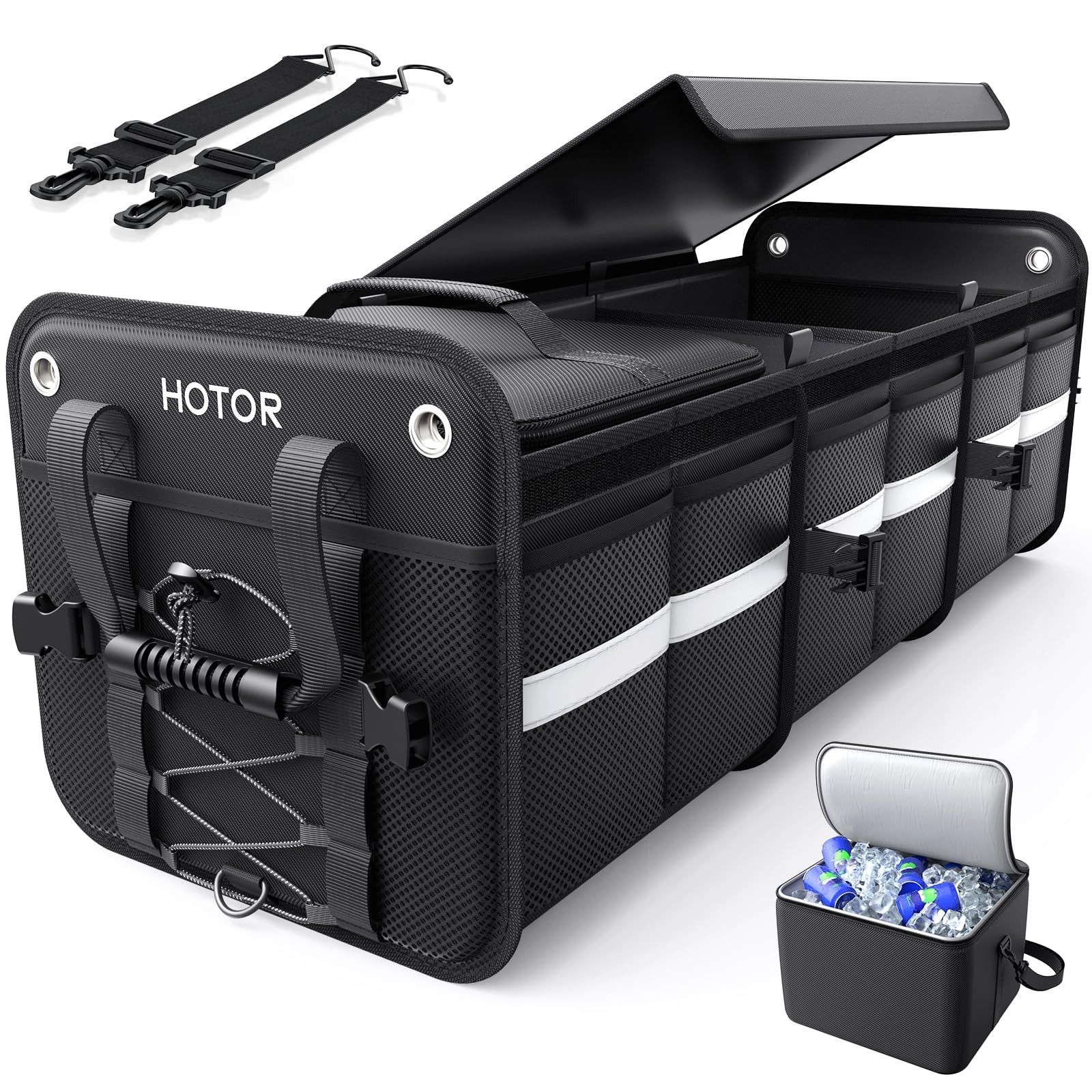 Car Trunk Organizer 3 Compartments with Cooler Foldable Storage Organizador Auto