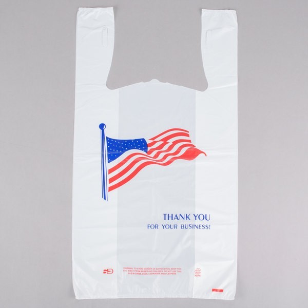 T-SHIRT BAG 1/6 AMERICAN FLAG 500 BAGS