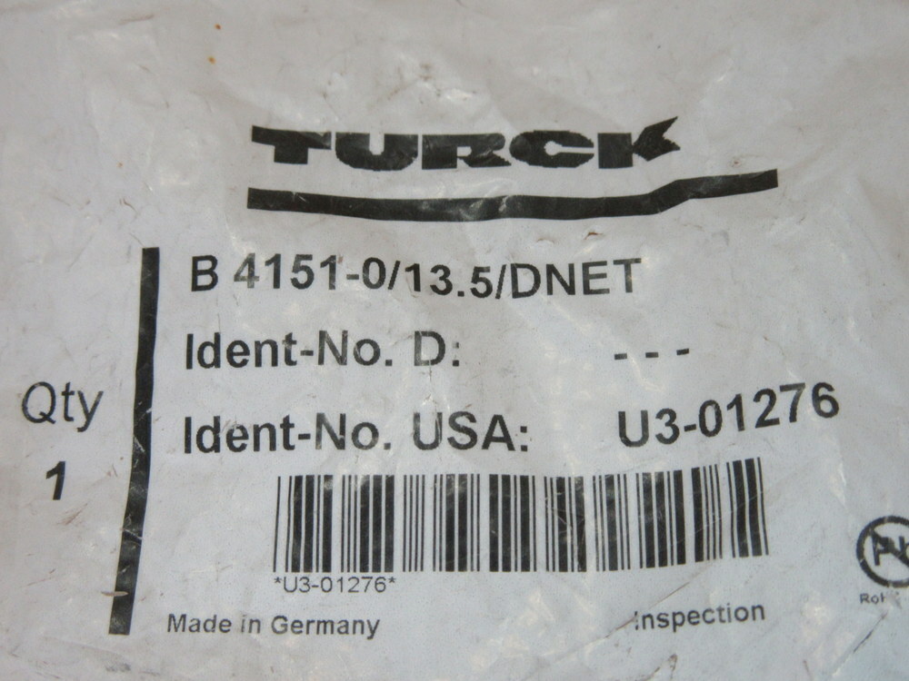Turck B 4151-0/13.5/DNET Circular Socket Connector U3-01276 (Pack of 3)