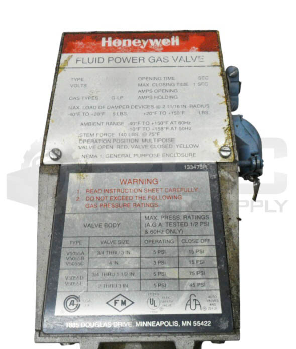 HONEYWELL V4055A 1007 3 FLUID POWER GAS VALVE 110-120V 50/60HZ