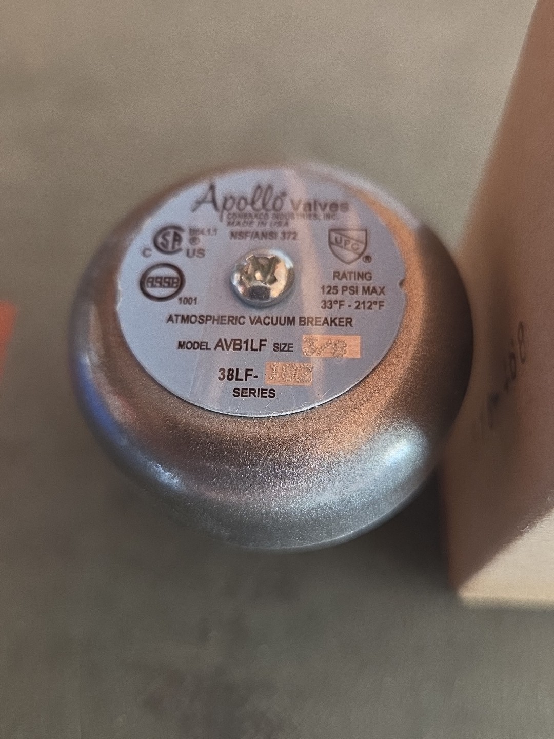 APOLLO AVB1LF 3/8″ Atmospheric Vacuum Breaker 125 Psi 33 – 212 F 38LF-102