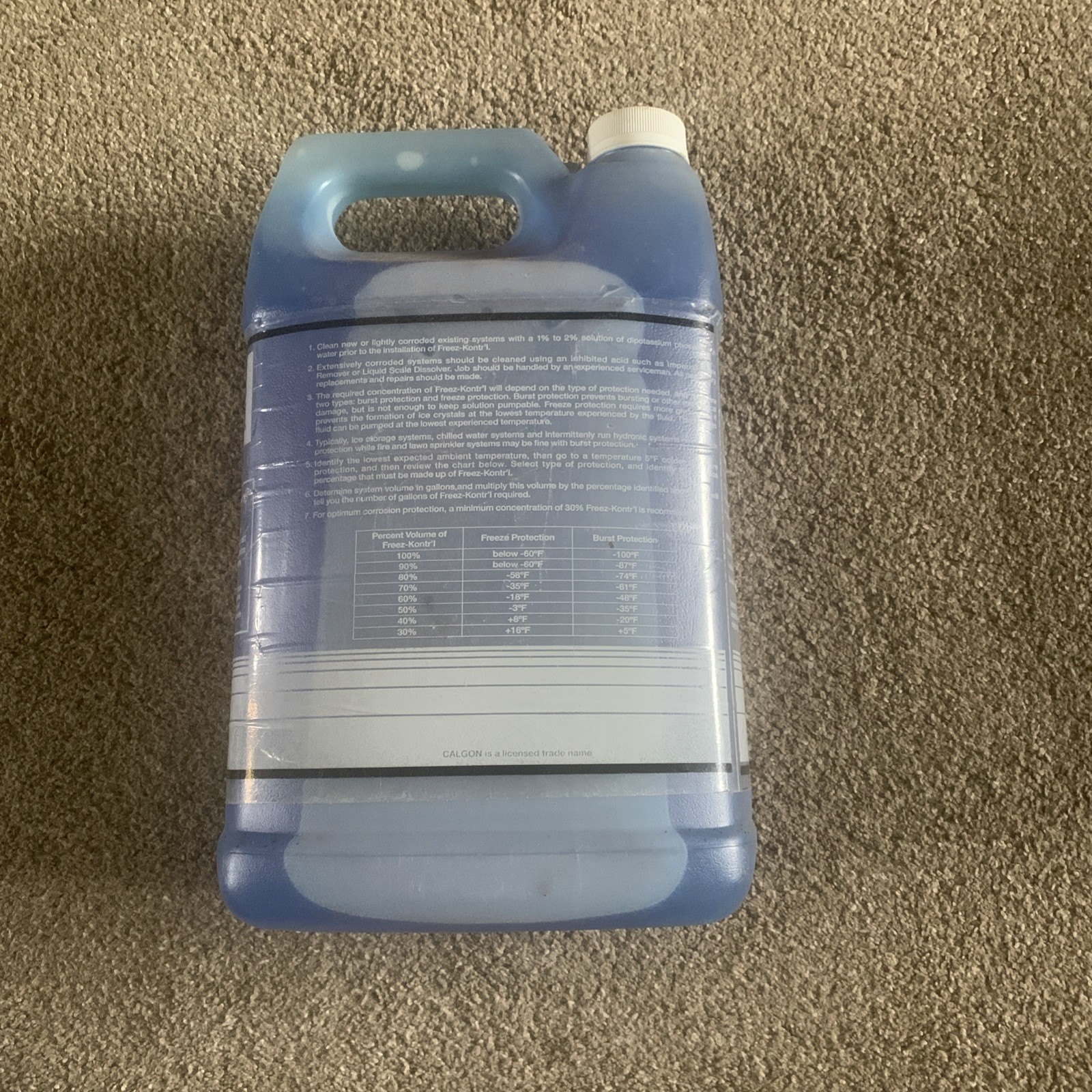 Lot Of 2 Nu-Calgon 4188-07 Freez-Kontr’l Propylene Glycol, Blue, 1 Gallon Bottle