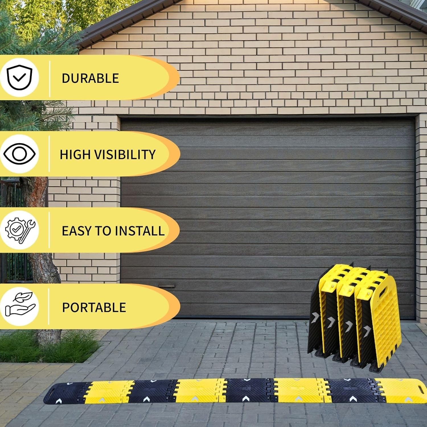 Orancl Portable speed bump Yellow 10Ft length, ideal for road and driveway use