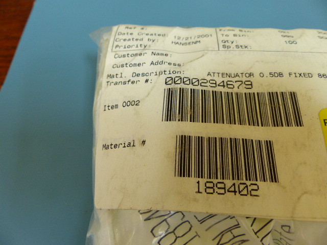 Scientific Atlanta 189402 Qty of 20 per Lot 0.5dB ATTENUATOR TO5 860MHZ 75 O