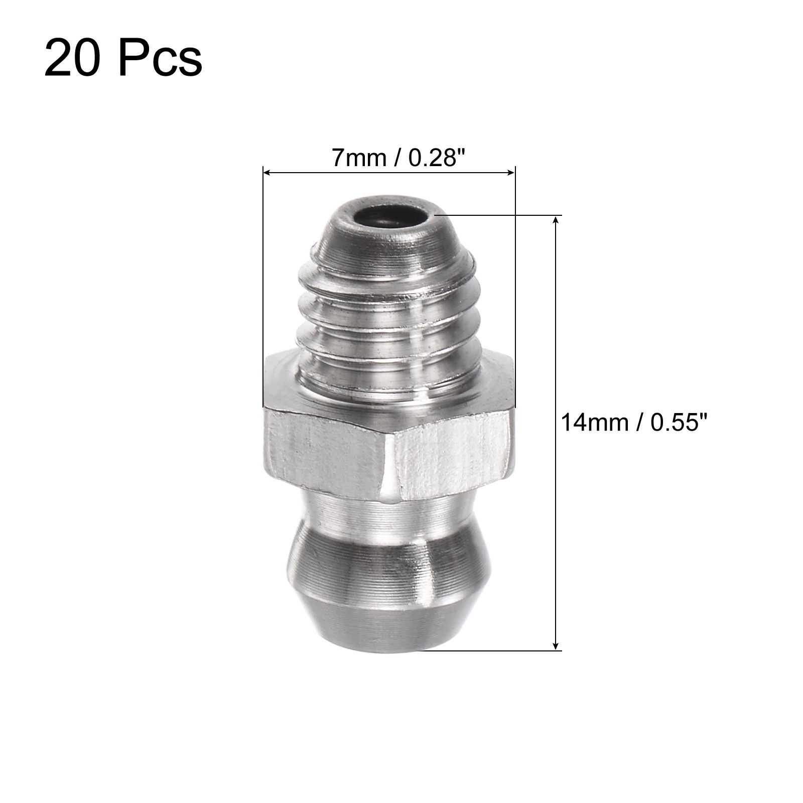 20Pack Stainless Steel Straight Hydraulic Grease Fitting M6 x 1mm Thread