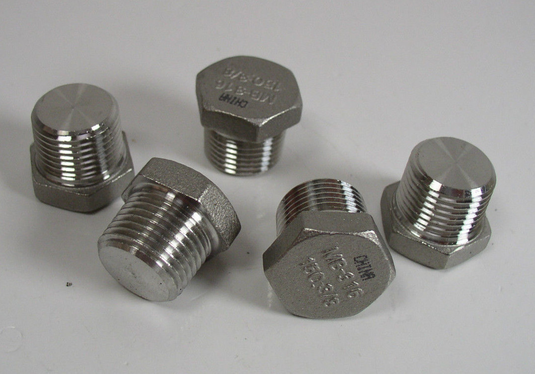 (5) Merit Brass K617H-06 316 SS 3/8″ MNPT Hex Head Plug 150# Lot of 5