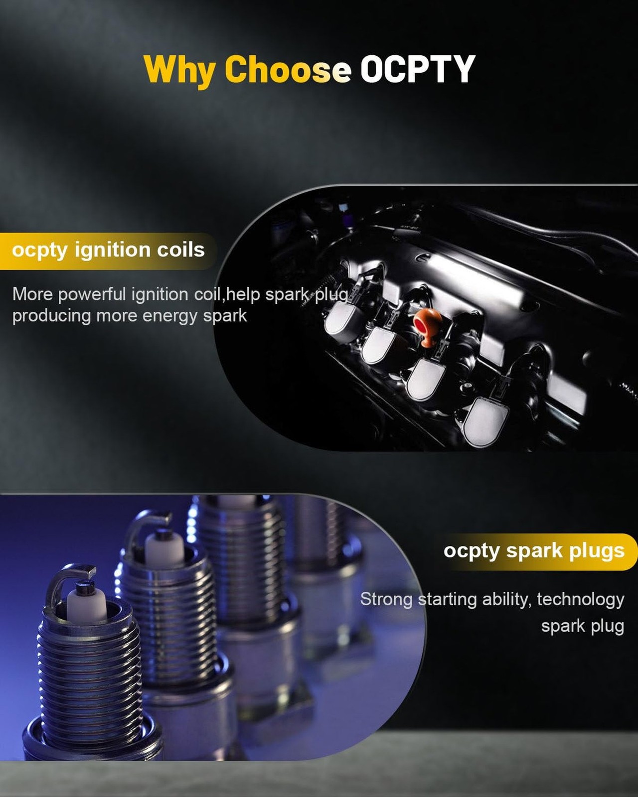 OCPTY 2 Ignition Coils with 8 Iridium Spark Plugs fits DG461 E8TF12029AA E8TZ…