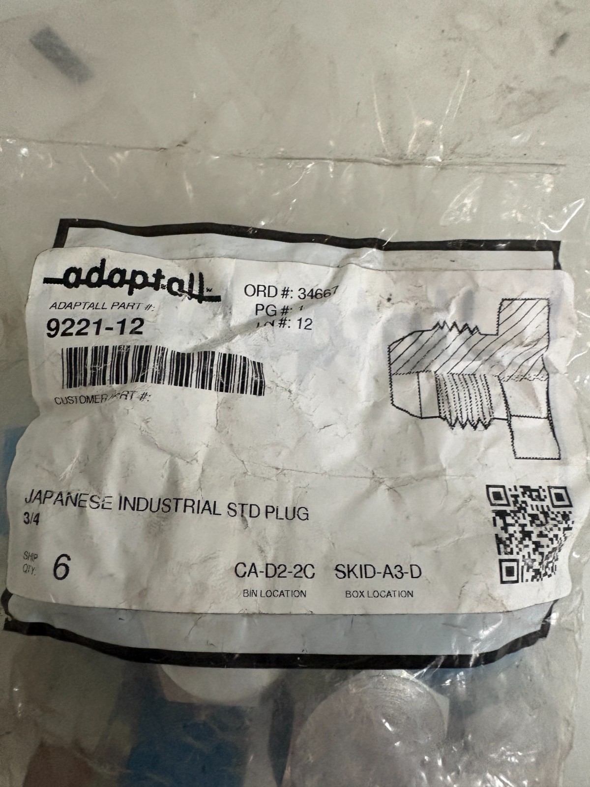 LOT OF 6 ADAPT ALL JAPANESE IND 3/4″ STD PLUG 9221-12