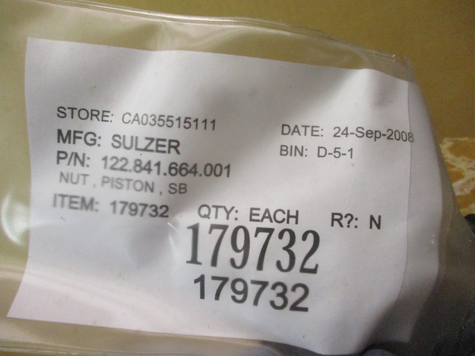 New Open Box of 2 Pcs Burckhardt Compression Type 2D200-1F Piston Nut 53111PRX