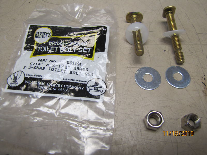 HARVEY’S BRASS E-Z-SNAP TOILET BOLT SET 051151 5/16″ X 2-1/4″ NEW