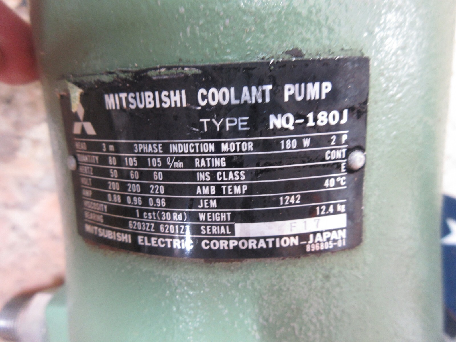 MITSUBISHI COOLANT PUMP NQ-180J 180W 2P