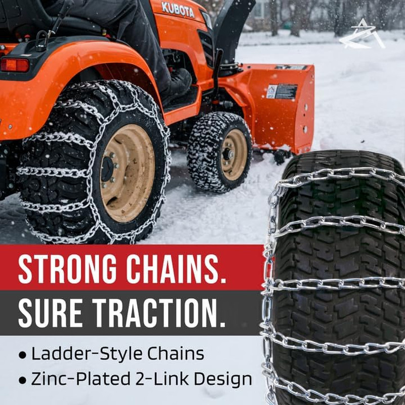 2 Link TIRE Chains 18X6.50-8 18X650-8 18X650X8 18-6.5-8 Tractor Rider Snowblower