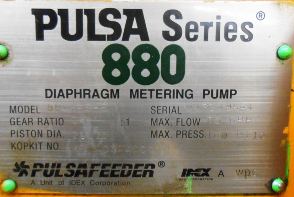 PULSAFEEDER INC, DIAPHRAGM METERING PUMP, PULSA880, 880H-S-E, GEAR RATIO: 15