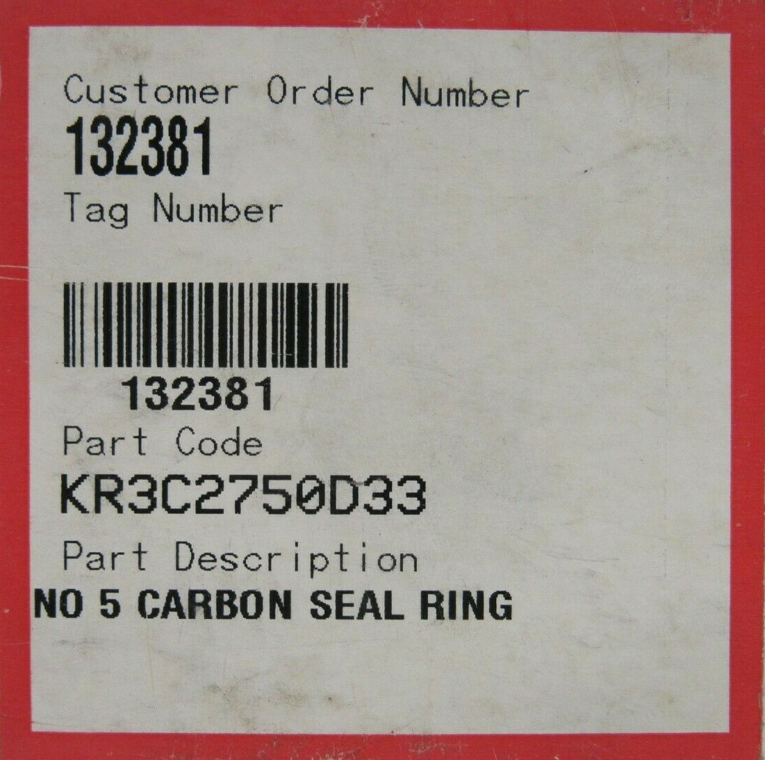 NEW FLOWSERVE KR3C2750D33 CARBON SEAL RING NO 5 132381