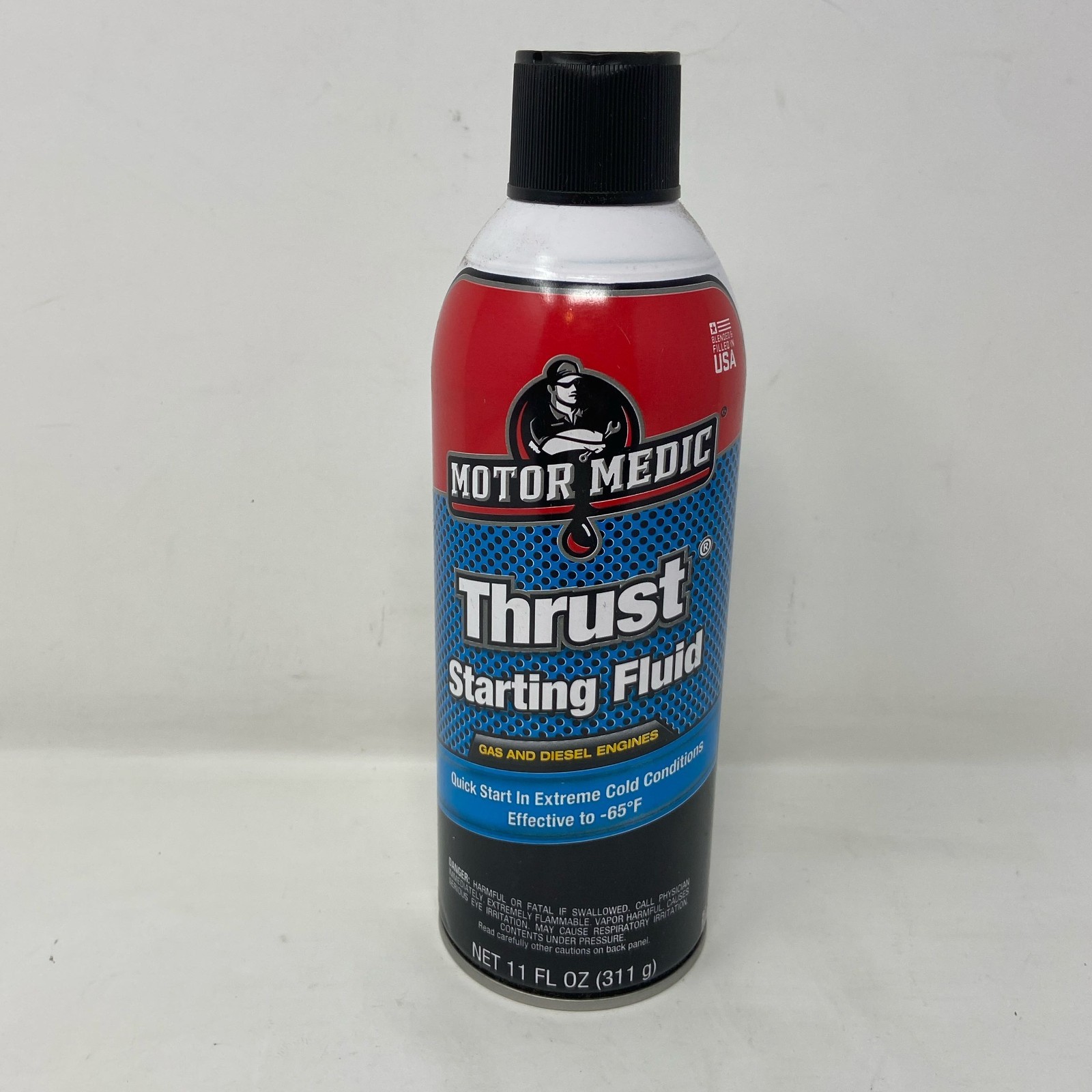 Motor Medic Thrust Starting Fluid M3815 – 11 oz Red/Blue Can for Gas & Diesel