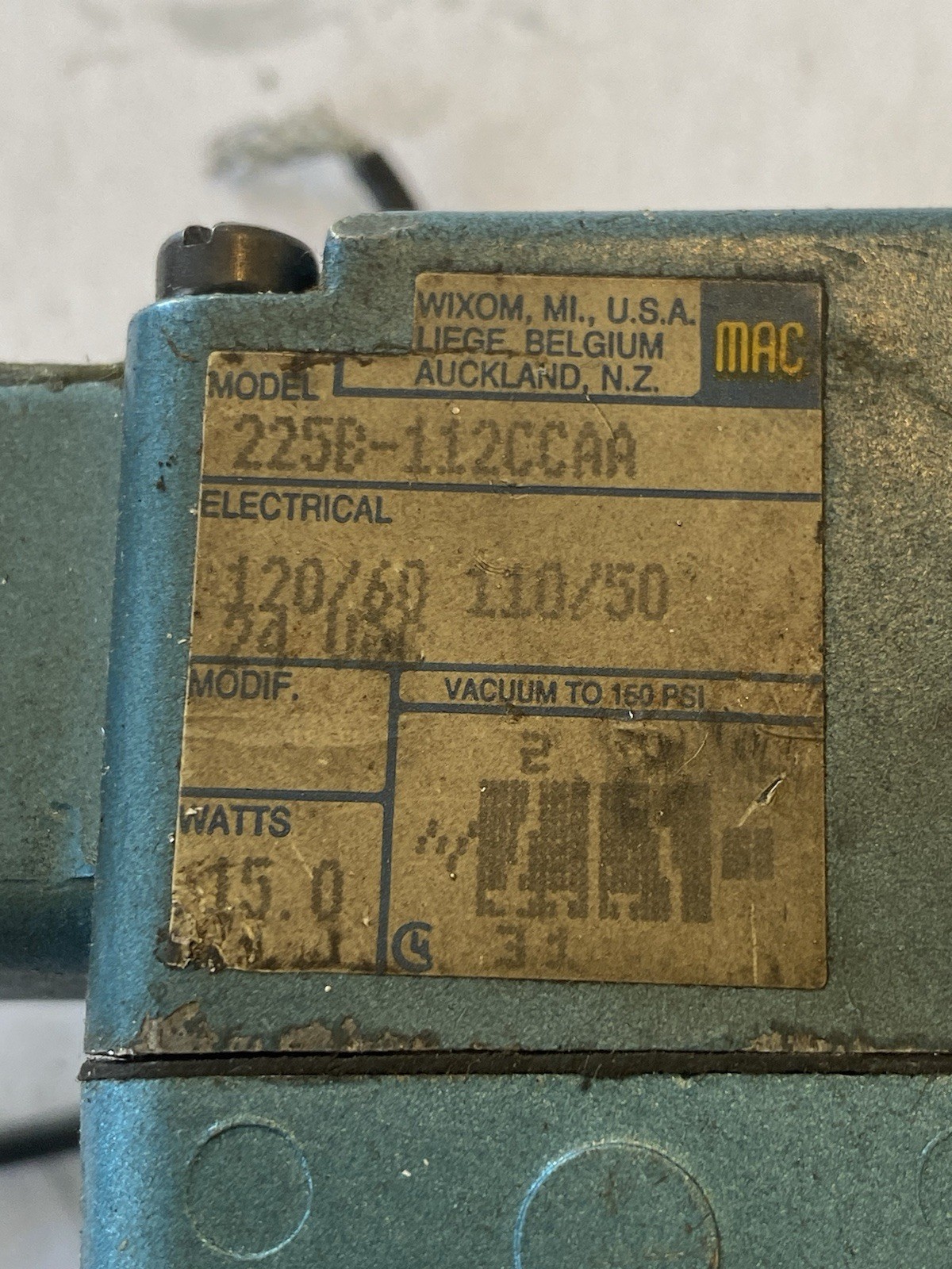 MAC 225B-112CCAA Solenoid Valve