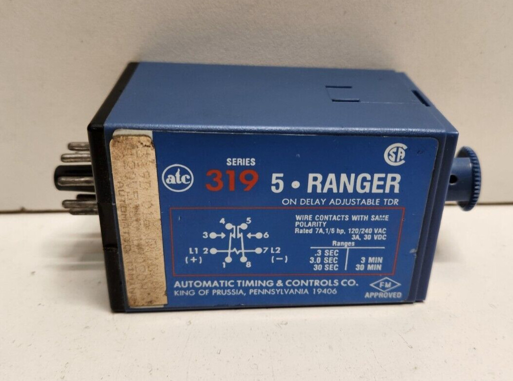 GUARANTEED! ATC 120V .3 SEC TO 30 MIN ELECTRONIC TIMER 319D-016-Q-1C