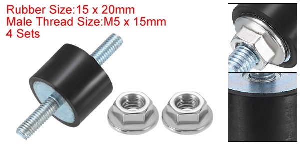 4Pcs M5 x 15mm Rubber Mounts 15 x 20mm Rubber Vibration Isolator with Nuts
