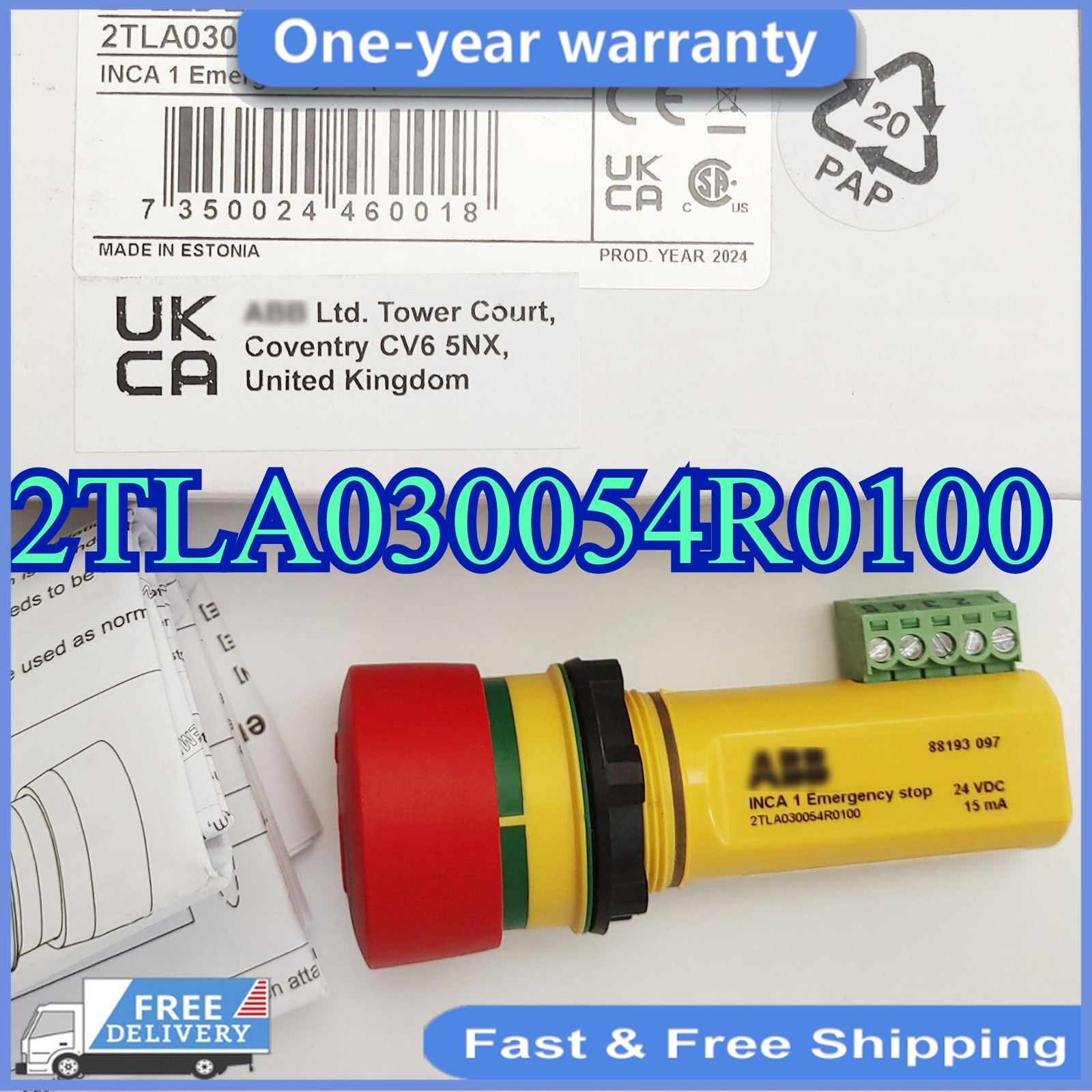 2TLA030054R0100 1PCS New ABB INCA 1 Emergency Stop Button Free delivery
