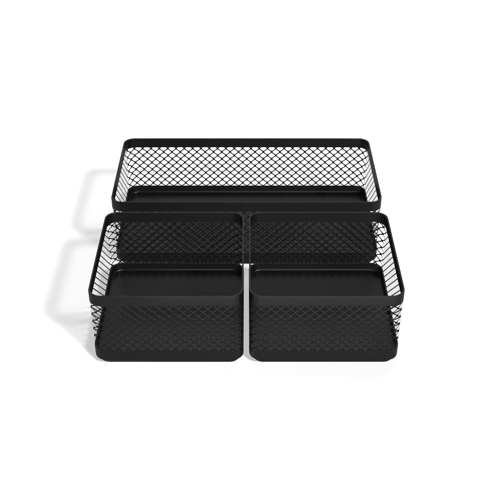 TRU RED Stackable Wire Mesh Desk Organizer, 3‑Compartment – No Size, black