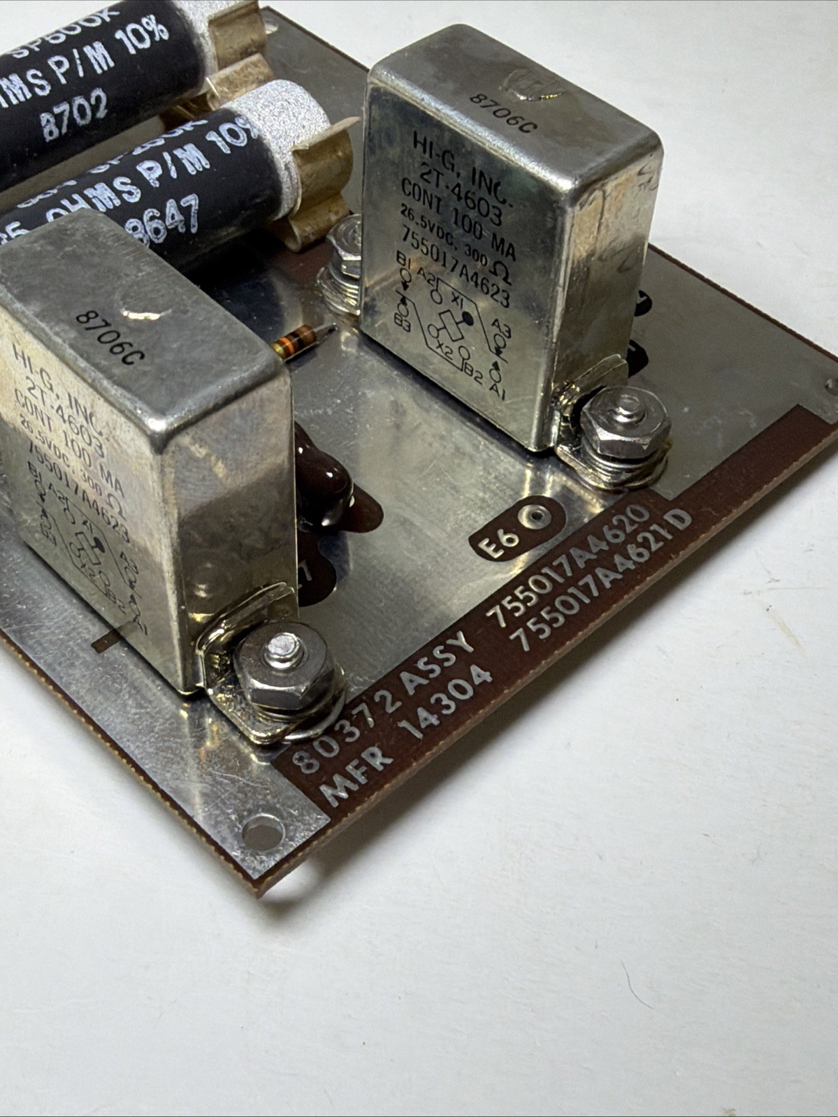 Radio System Circuit Board 80372 ASSY 755017A4620 w/ 2 HI-G RELAYS Mil Surplus!