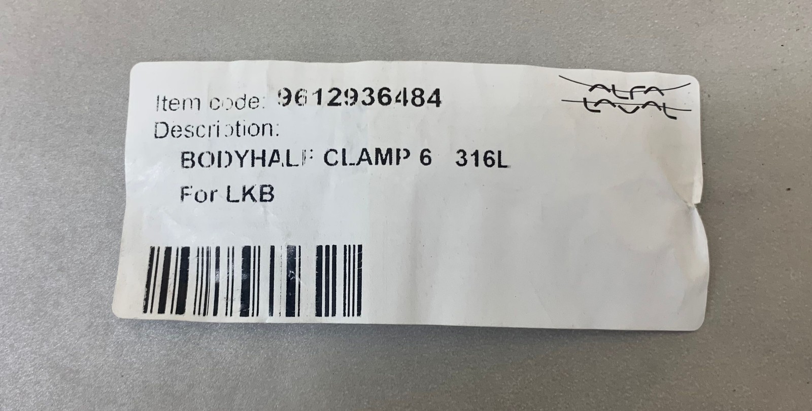 Alfa Laval BodyHalf Clamp 6 316L for LKB (9612936484)
