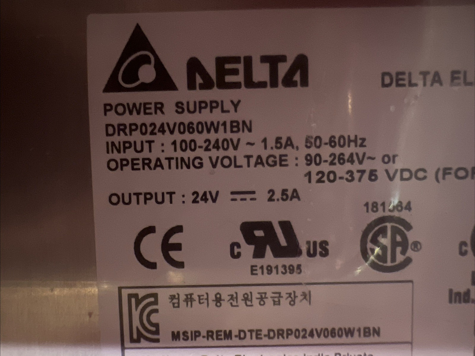 Delta DRP024V060W1BN Power Supply *SHIPS FROM USA*