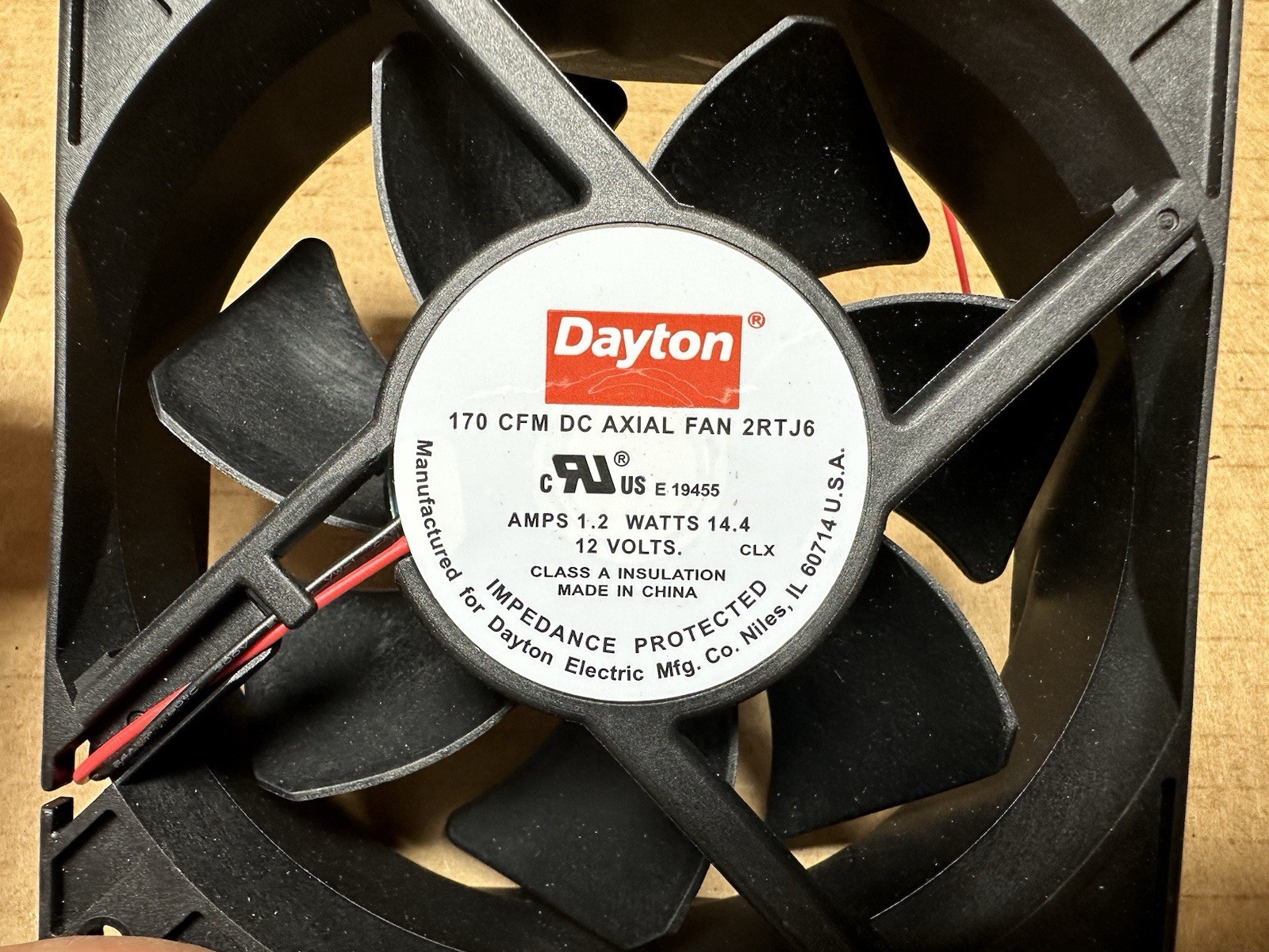 DAYTON 2RTJ6 AXIAL COOLING FANS NEW 12V 170 CFM QTY OF 2