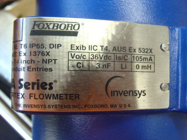 FOXBORO I/A SERIES VORTEX FLOWMETER MODEL 83 W-T01S1SSTJA 12.5-42VDC CF8M