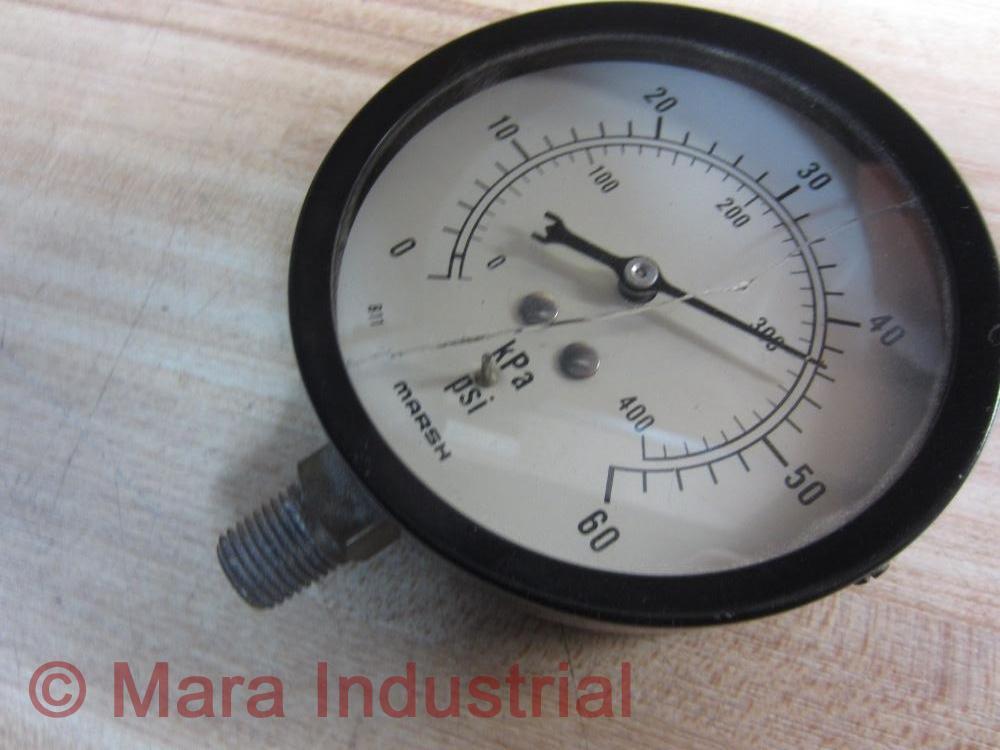 Marsh Bellofram J8048 Gauge 0-60 PSI Cracked Glass