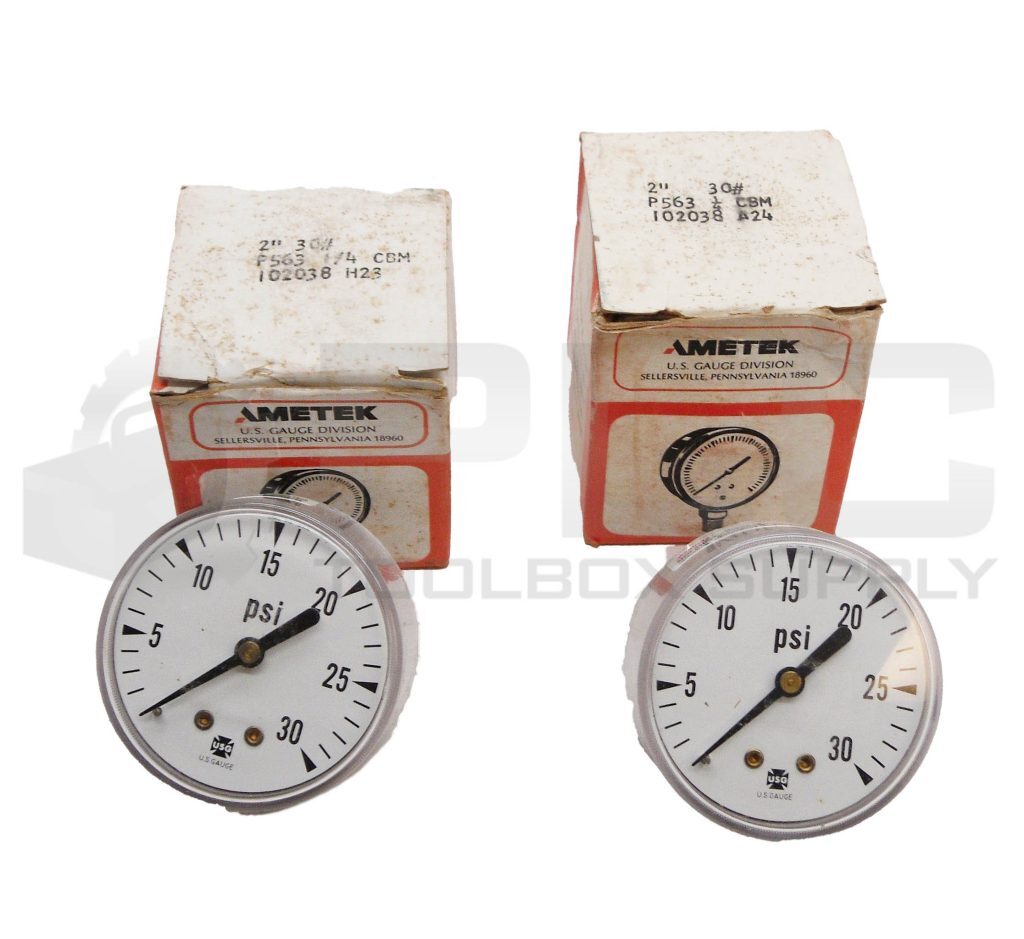 LOT OF 2 NEW AMETEK P563 PRESSURE GAUGE 2″ 1/4″NPT 0-30PSI 102038A24 *READ*