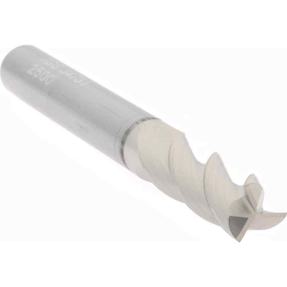 SGS 34731 Square End Mill: 1/4″ Dia, 3/4″ LOC, 1/4″ Shank, 2-1/2″ OAL, 3 Flutes