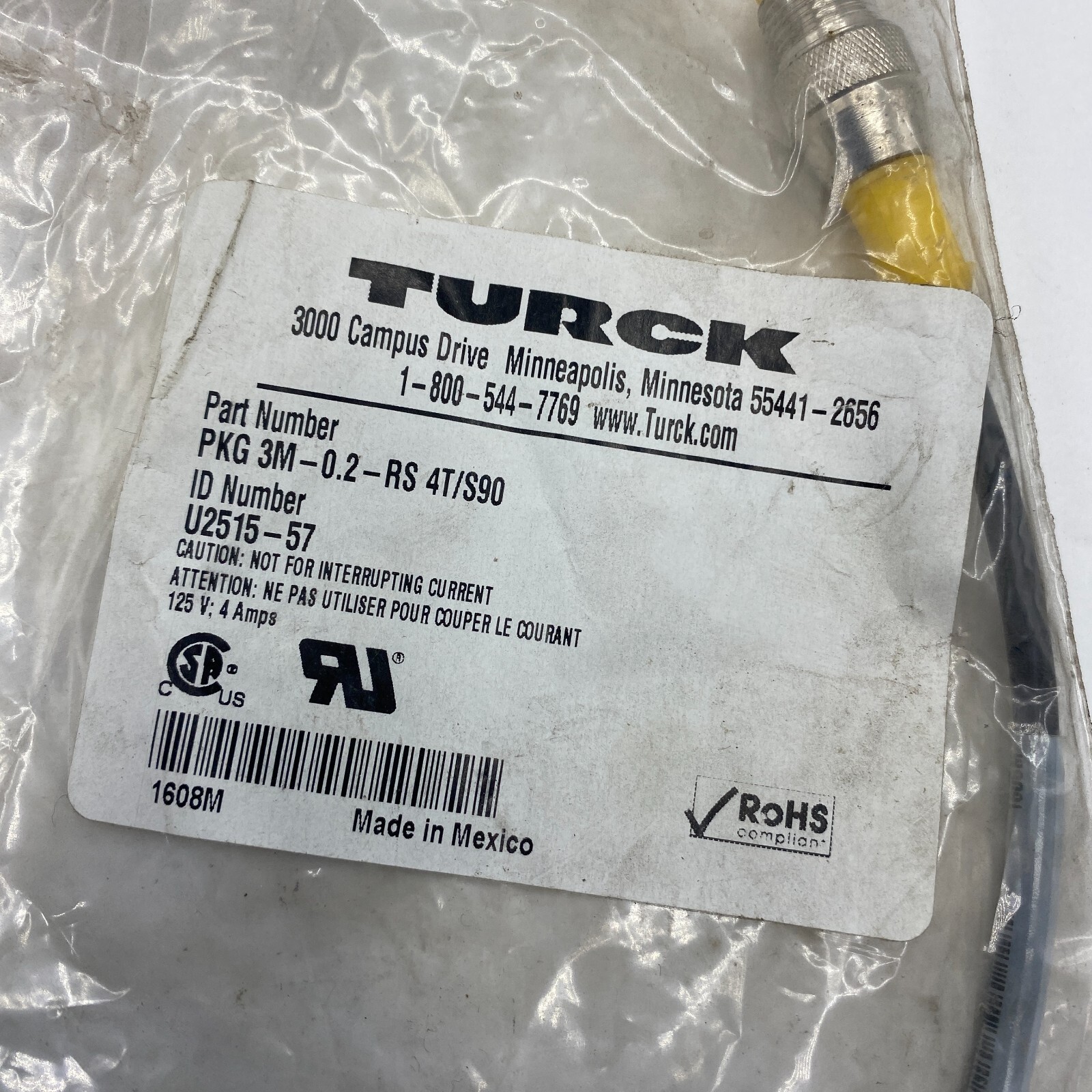 Turck PKG 3M-0.2-RS 4T/S90 Picofast Sensor Cable M8 Connector ✅