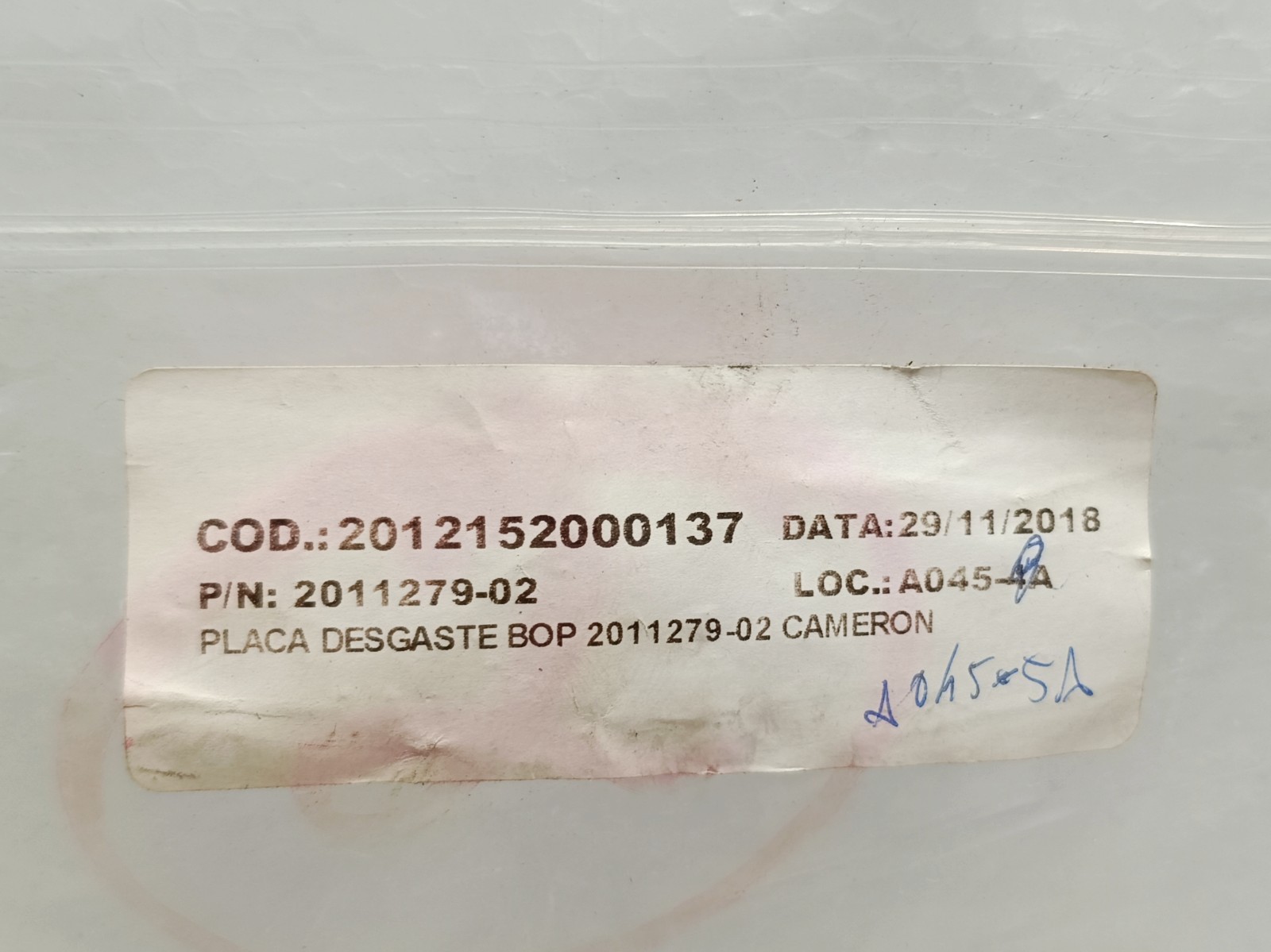 NEW Cameron Freudenberg Subsea BOP Ram Wear Pad, Left Side – 2011279-02