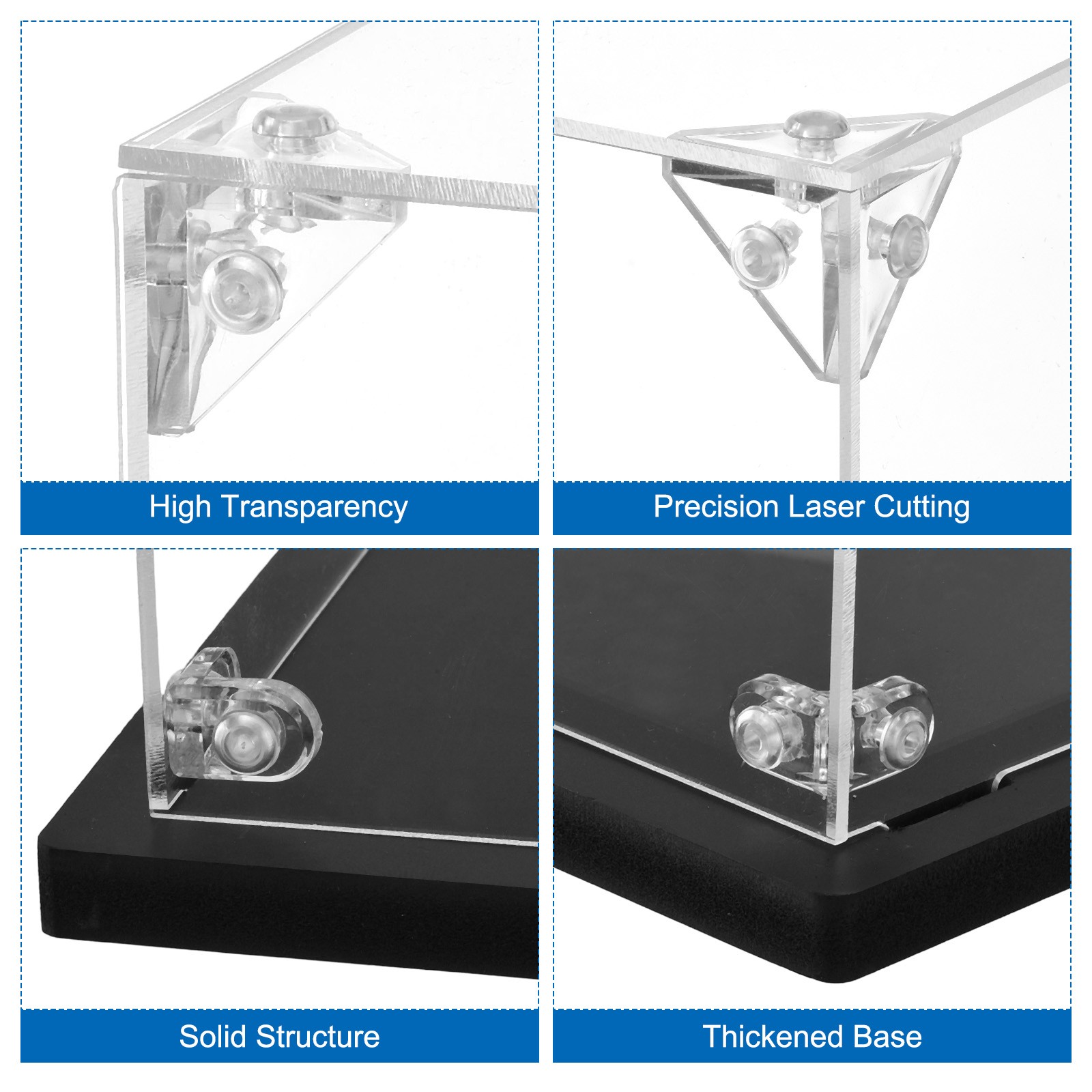Acrylic Display Case Plastic Box Cube Storage Clear Assemble Dustproof 15.8x8x6″