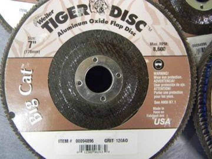 Weiler Tiger 7″ x 7/8″ 120 grit Fine Aluminum Oxide Coated T27 HD Flap Discs Lot