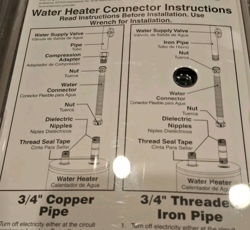 SEALED, EASTMAN WATER-FLEX WATER HEATER INSTALL KIT 48281 18″L 3/4″ INLET