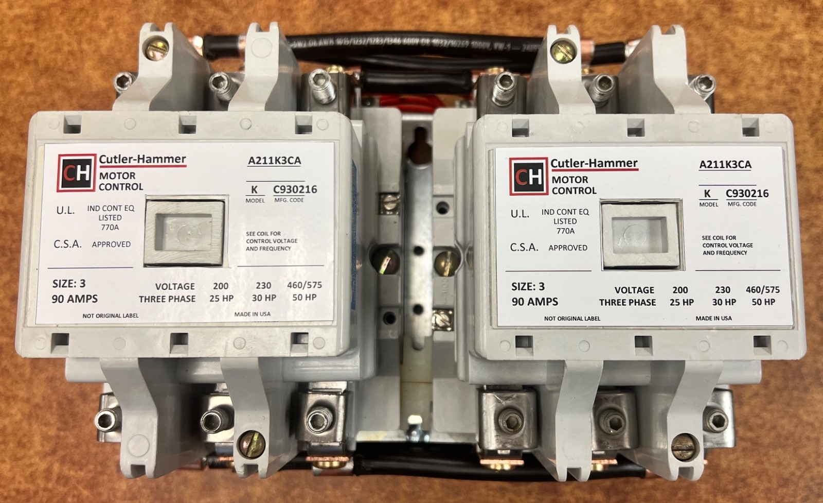 A211K3CA Size 3 Cutler Hammer Westinghouse Reversing Contactor 90 amp 120 v coil