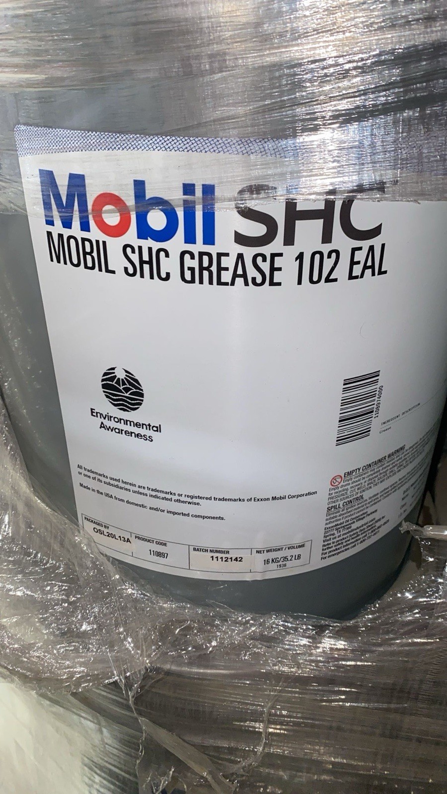 Mobil SHC Grease 102 EAL (5 Gal. Pail) Part # 110897