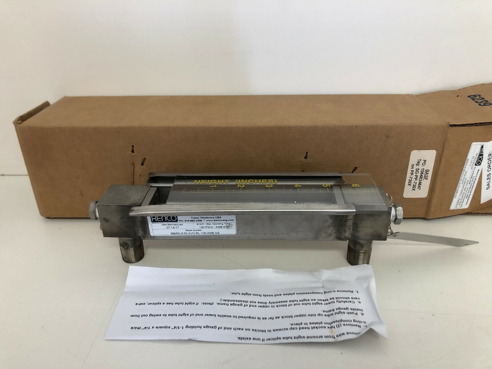 NIB! KENCO 100-PSIG ATMOSPHERICAMBIENT FLOW METER GAUGE 88M50-8.50-AVH-RL-ATM-NS