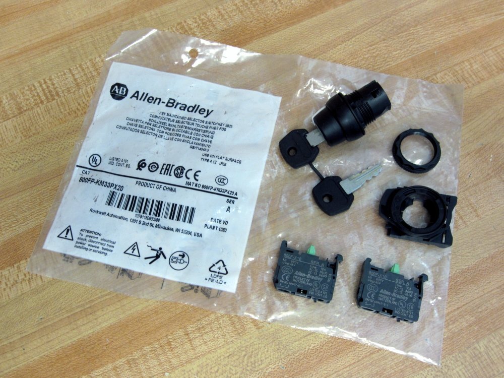 Allen Bradley 800FP-KM33PX20 Keyed Selector Switch 800F-X10