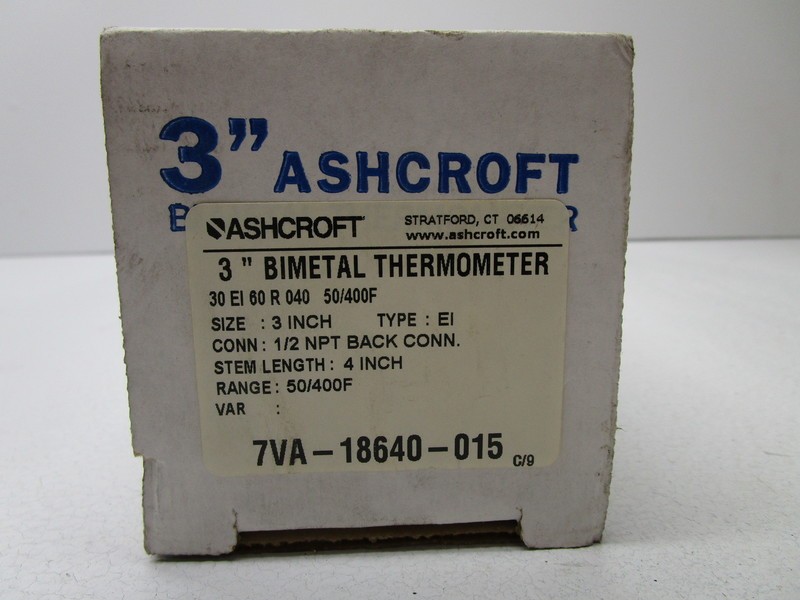 ASHCROFT 30EI60R040-50/400F BIMETAL THERMOMETER NSMP