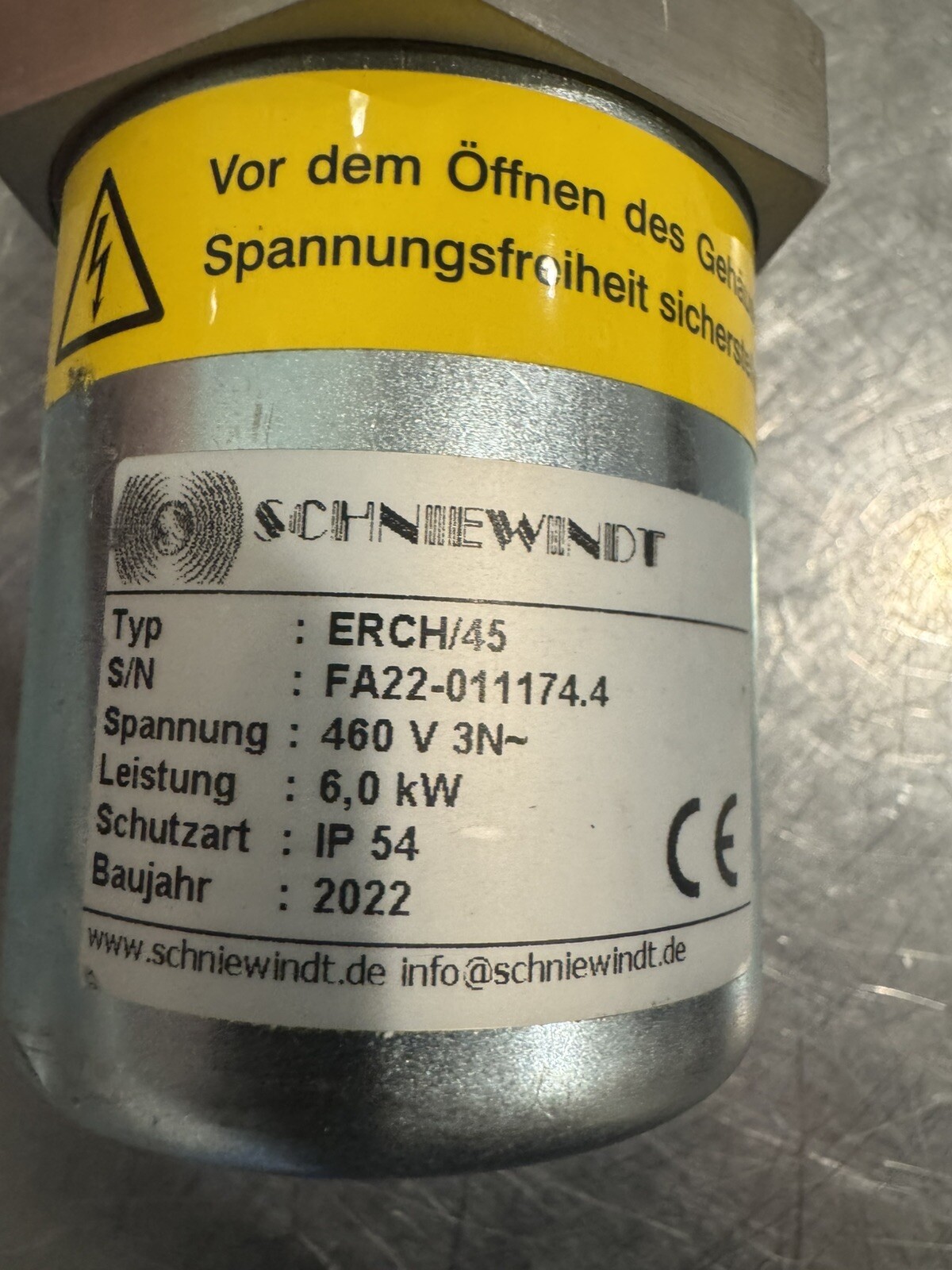 Schniewindt ERCH/45 Screw In Radiator Heater 460V IP 54 NEW! FREE SHIPPING!
