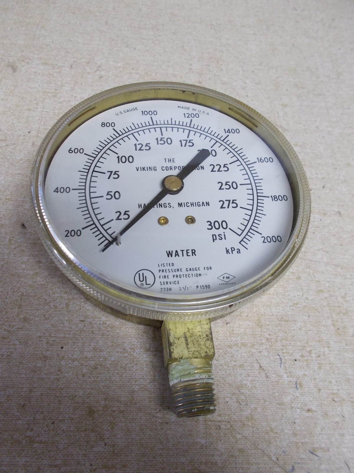 Viking Corp Water SPI Gauge 25-300 Psi 233H P1590 *FREE SHIPPING*