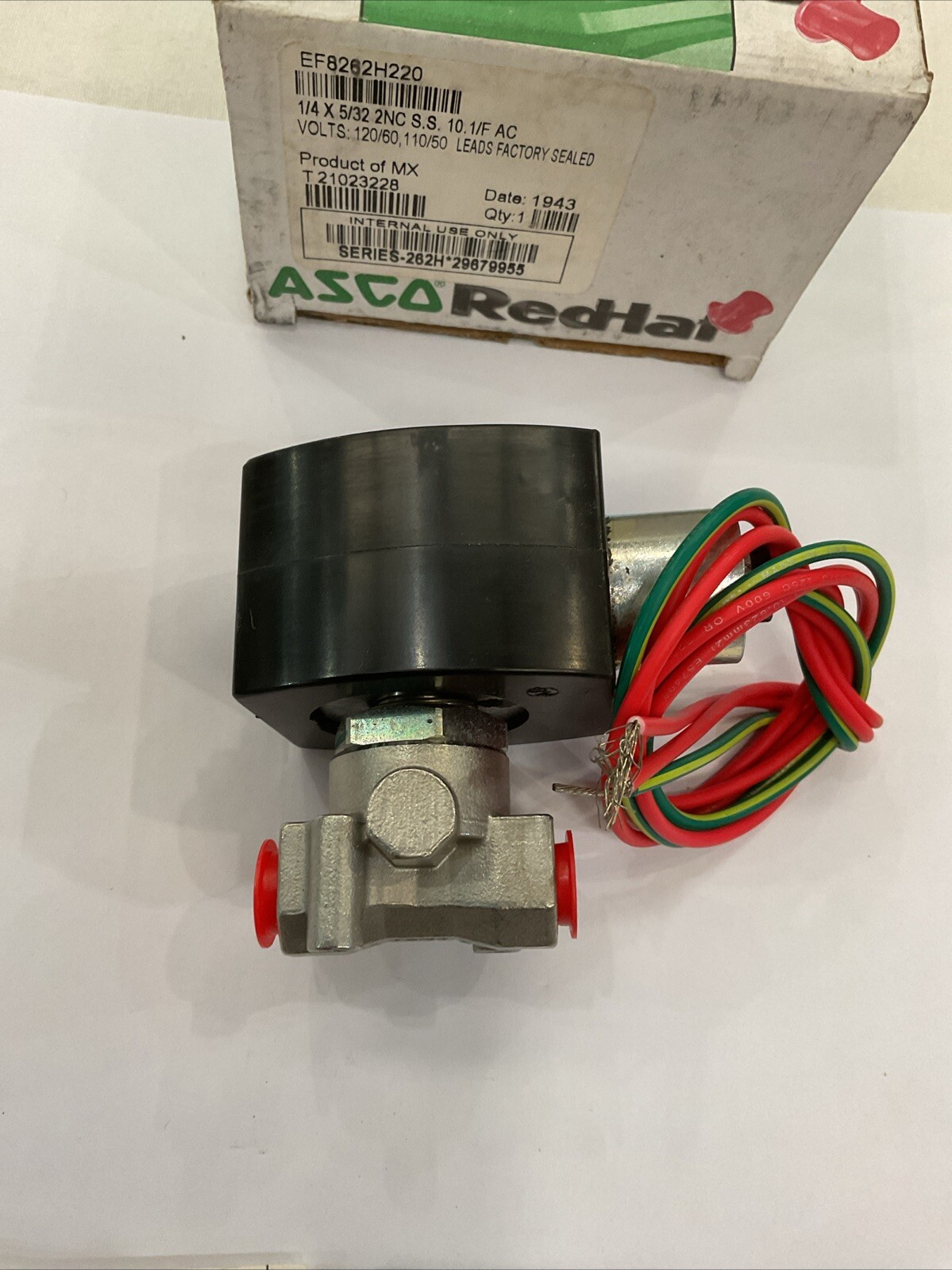 ASCO RedHat Brass Solenoid Valve EF8262H220 120V 1/4” FNPT