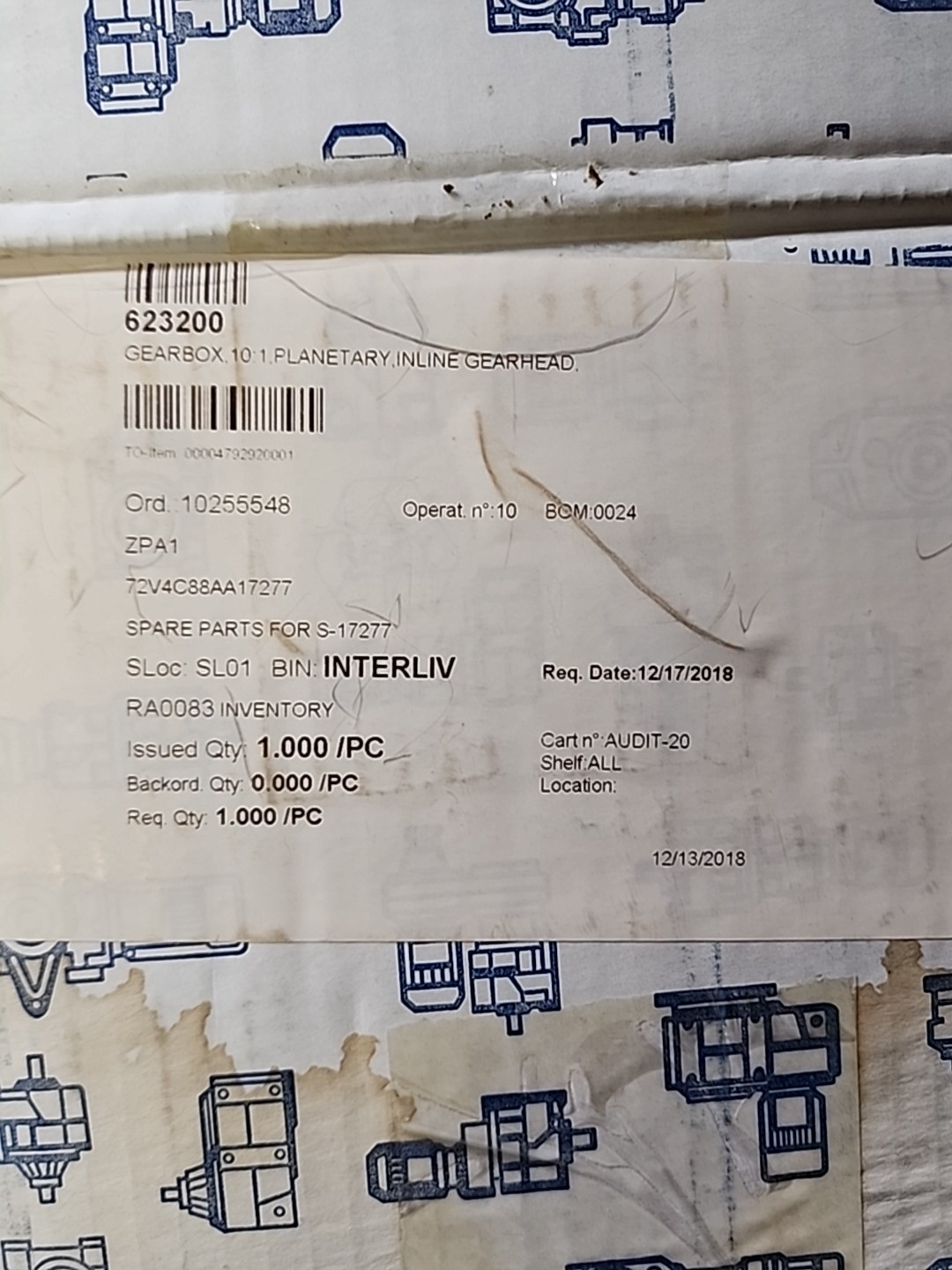 L070110.SSLS1EADEBF- CONEDRIVE Gearbox 10:1 Ratio (NEW in Box)