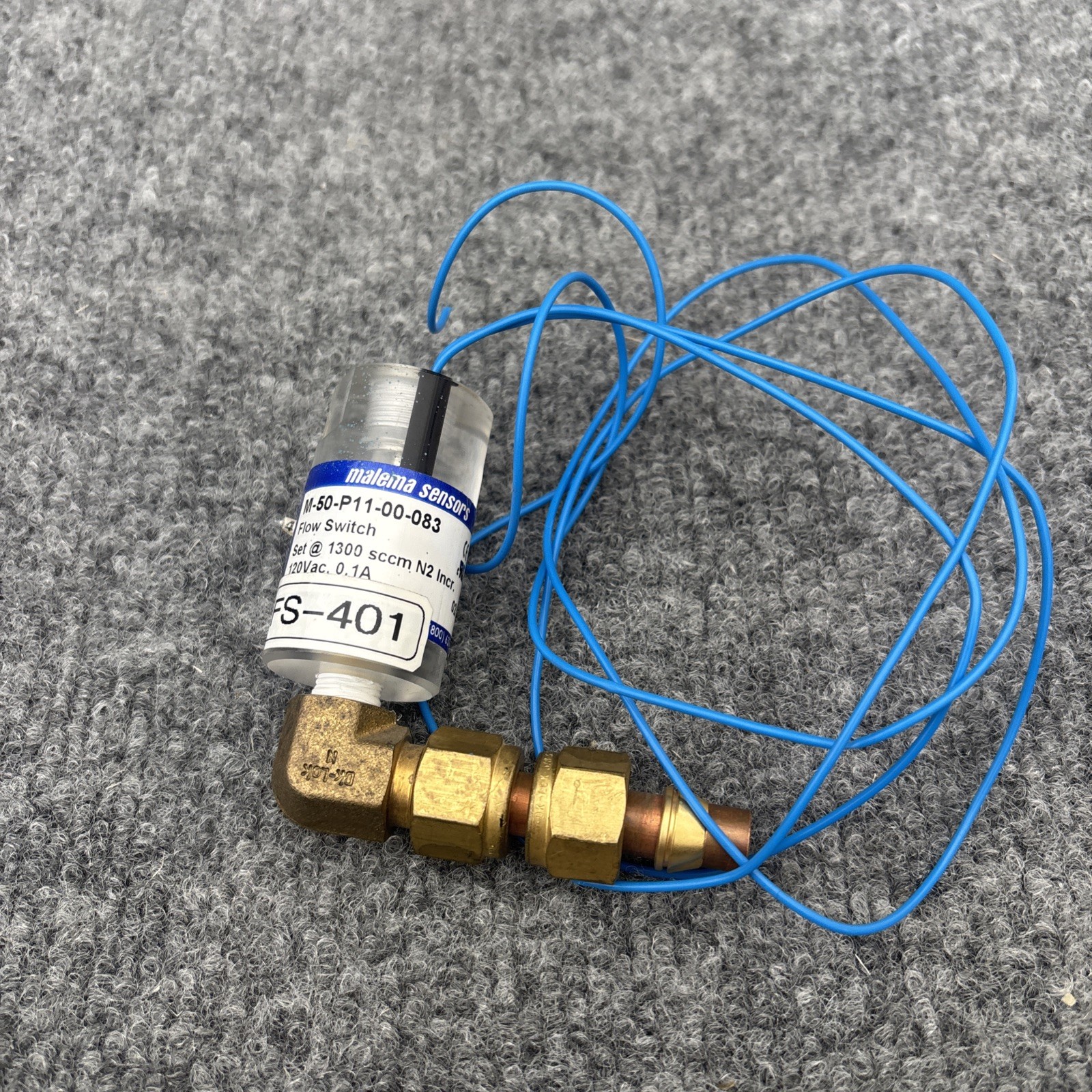 Malema Sensors M–50–P11–00–083 M-50 SERIES FIXED SET POINT FLOW SWITCH Used