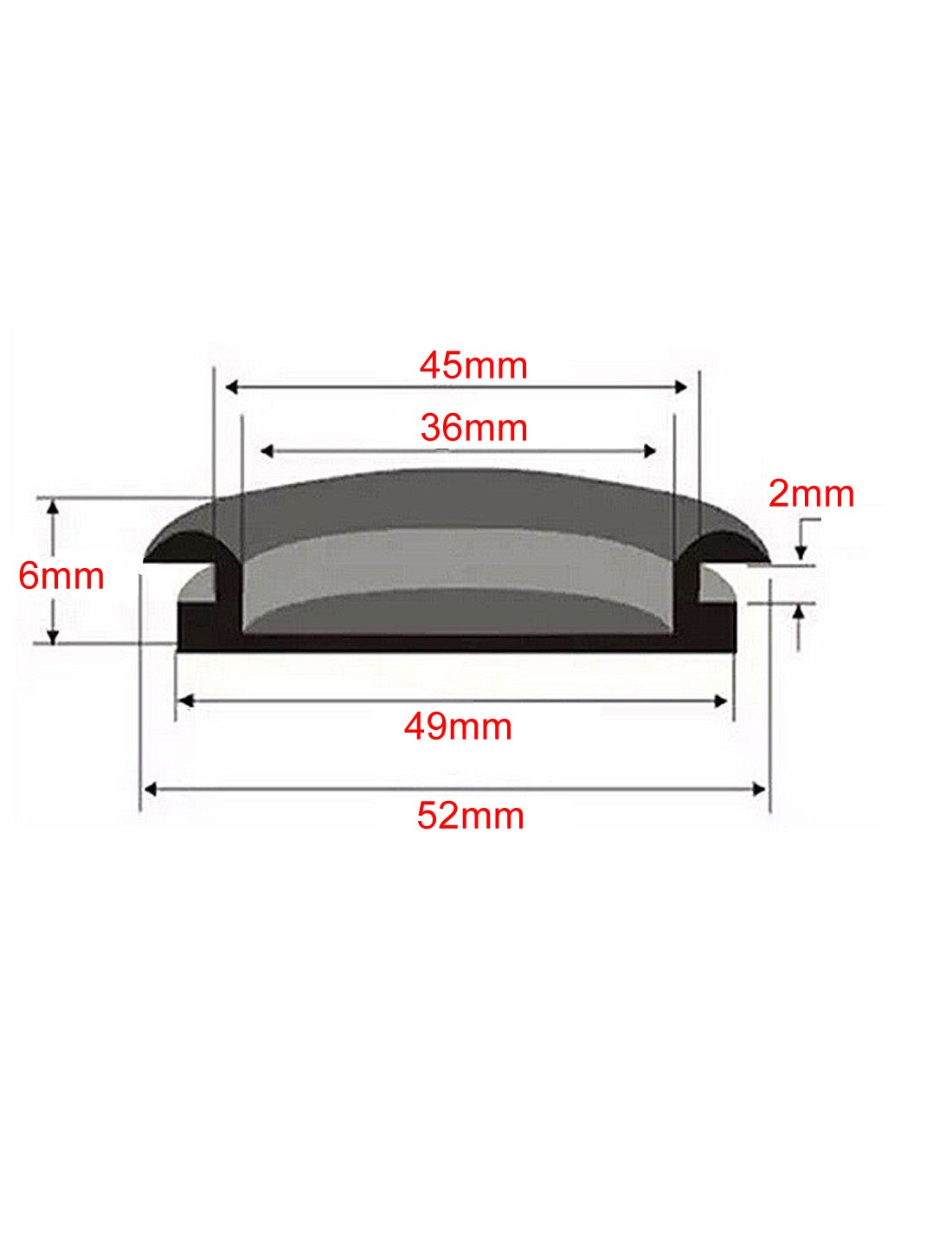 5pcs Wire Protective Grommets Black Rubber 45mm Dia Single Side Grommets