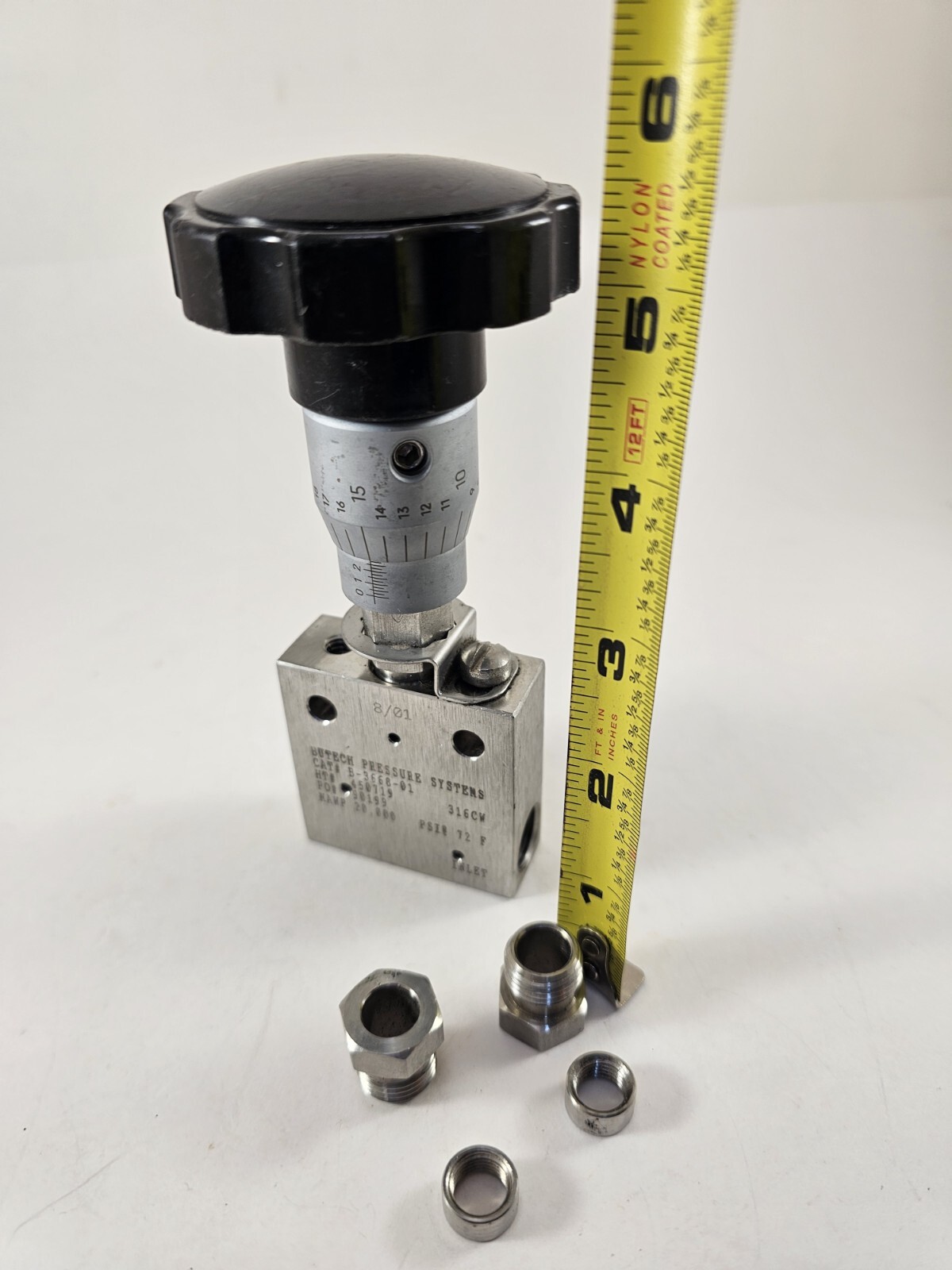 BUTECH PRESSURE NEEDLE VALVE CAT# B-3668-01 20,000 PSI / 316CW .