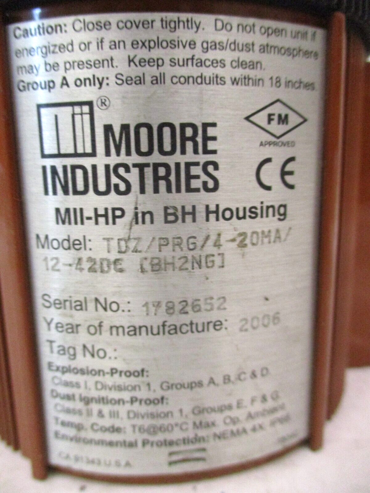 Moore Industries TDZ/PRG/4-20mA/12-42DC [BH2NG] A7211WVS